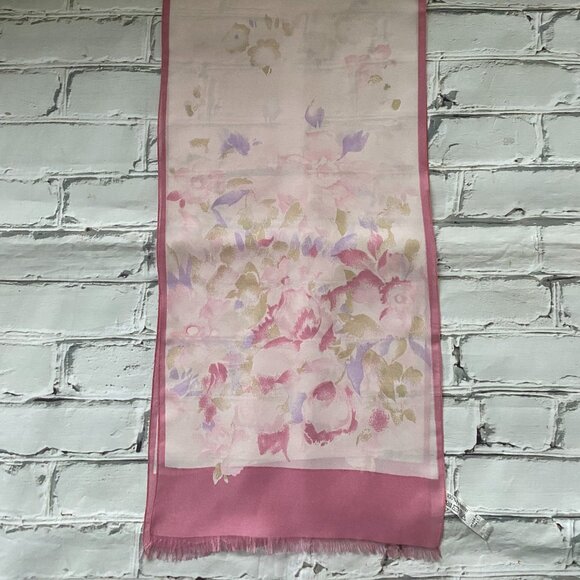 Vintage Pink & White Floral Scarf - Picture 4 of 6
